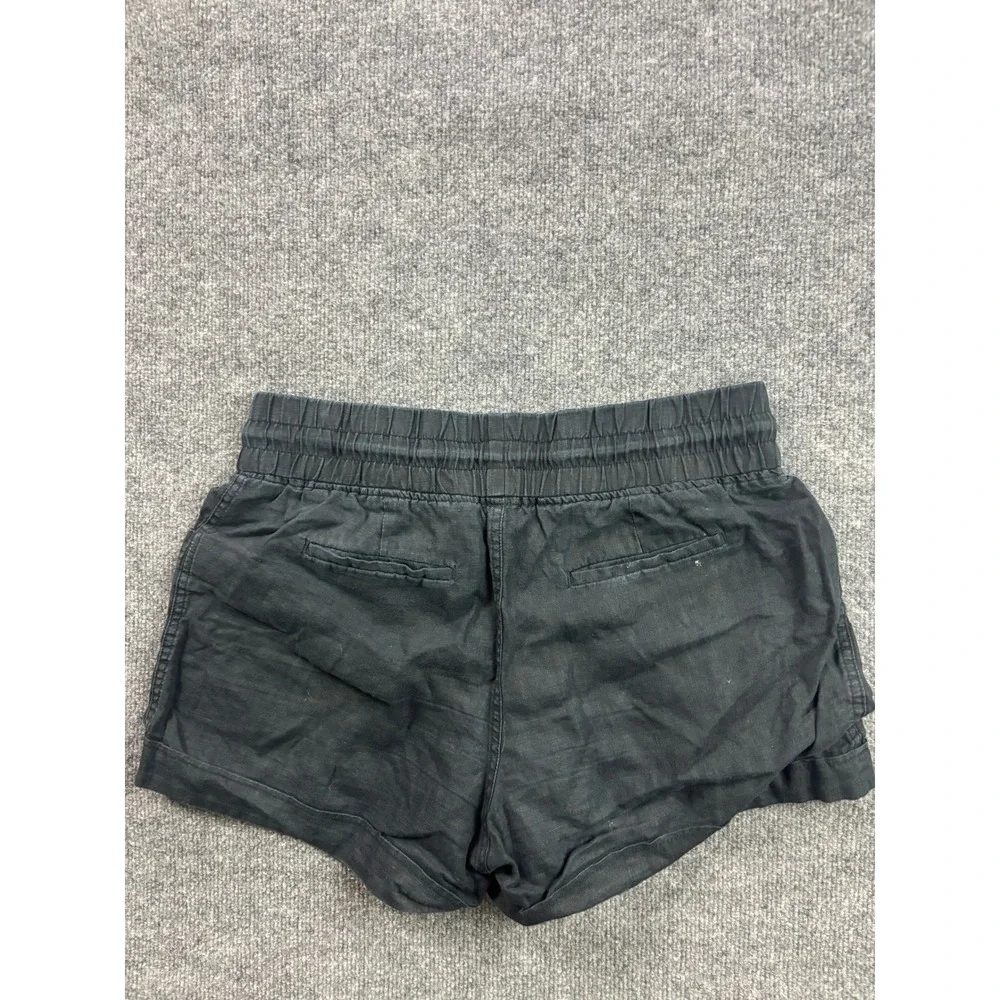 Athleta Cabo Linen 4 Short Womens Size 12 Black Smocked Waist Casual Summer